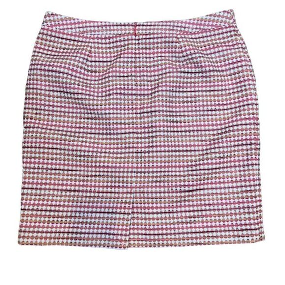 Halogen Tweed Textured Skirt Fuchsia Red Gold Abstract Lined Back Zip Size 14 - Picture 5 of 9